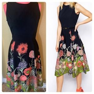 ASOS Midi Skater Dress In Floral Border Print